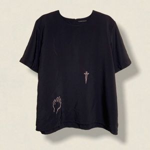 Vintage black Random embroidered oversized shirt